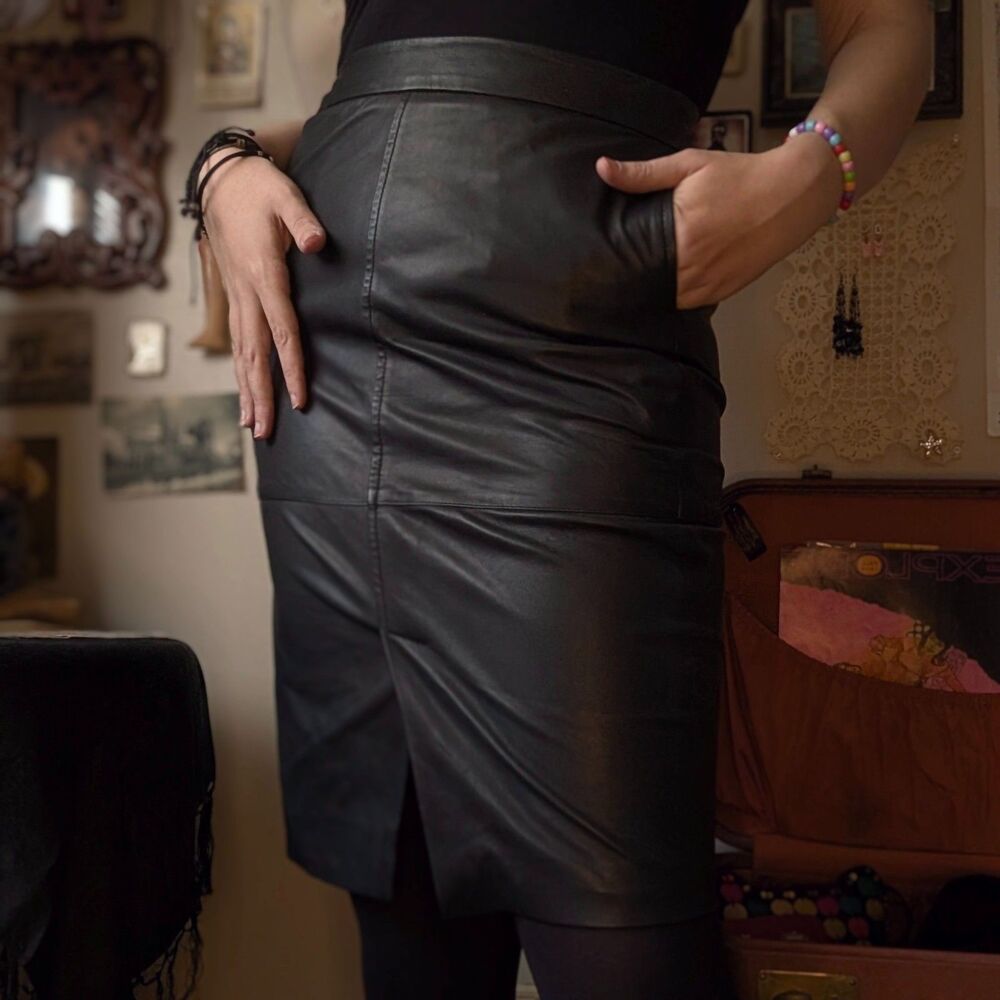 Joie Lamb Leather Pencil Skirt Women's 2 XS/Small Black Bodycon Fitted